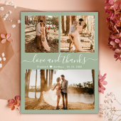 Liefde en Bedankt Sage Green Wedding Hartelijk dan Briefkaart