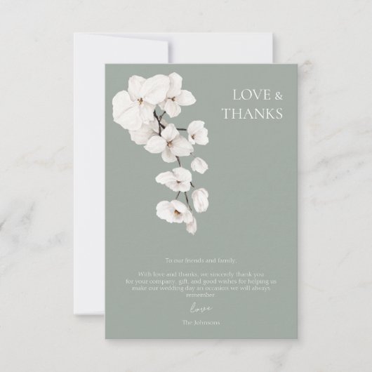 Liefde en Bedankt Sage Groene Witte Orchideeën Bru (Voorkant)