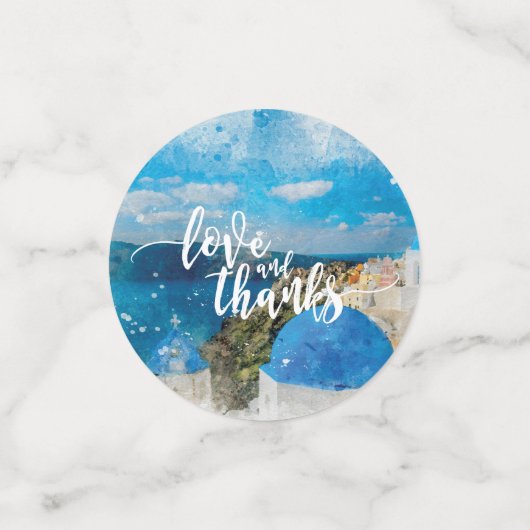 liefde en bedankt Santorini tafel confetti feest (Kleine voorkant)