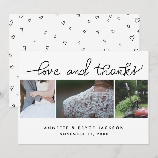 Liefde en Bedankt Schattige script bruiloft drie f (Voorkant / Achterkant)