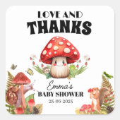 Liefde en Bedankt Schimmel Paddenstoel Moth Baby s Vierkante Sticker (Voorkant)