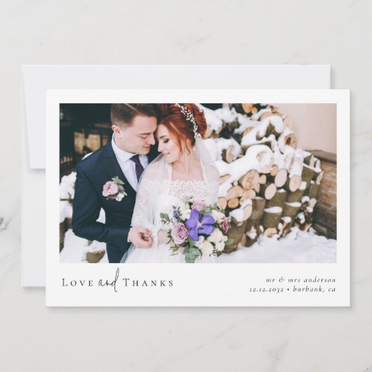 Liefde en Bedankt Script 2 Foto Bruiloft Kaart (Voorkant)