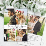 Liefde en Bedankt Script 3 Fotocollage Bruiloft<br><div class="desc">Modern Minimalistisch Elegant "Liefde en bedankt" Script 3 Fotocollage Bruiloft Dank je Kaart. Stijlvolle bruiloft dank u kaart sjabloon met 3 (drie) foto op de voorkant en een (1) foto op de achterkant. Met de tekst "Love and bedankt" in een wervelende hand belettering typografie script lettertype met swash tail in...</div>
