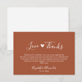 Liefde en Bedankt Script Aardige Terracotta bruilo (Voorkant / Achterkant)
