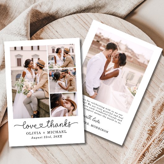 Liefde en Bedankt Script Five Photo Collage Weddin