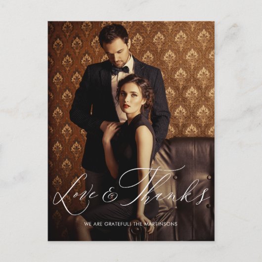 Liefde en Bedankt Script Foto bruiloft Briefkaart (Voorkant)