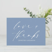 Liefde en Bedankt Script Foto Bruiloft | Dusty Blu (Staand voorkant)