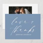 Liefde en Bedankt Script Foto Bruiloft | Dusty Blu (Voorkant / Achterkant)