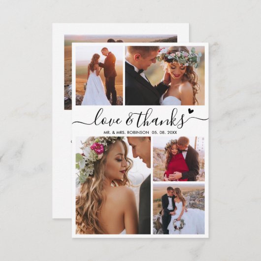 Liefde en Bedankt Script Foto Collage Hart Bruilof (Voorkant / Achterkant)