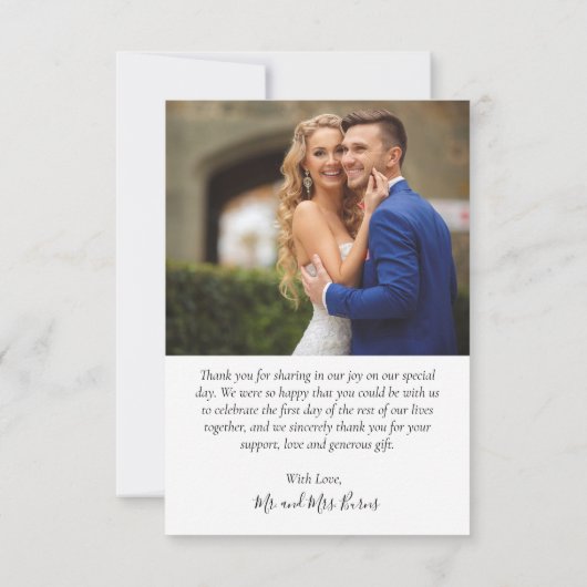 Liefde en Bedankt Script Foto Hart Bruiloft (Achterkant)