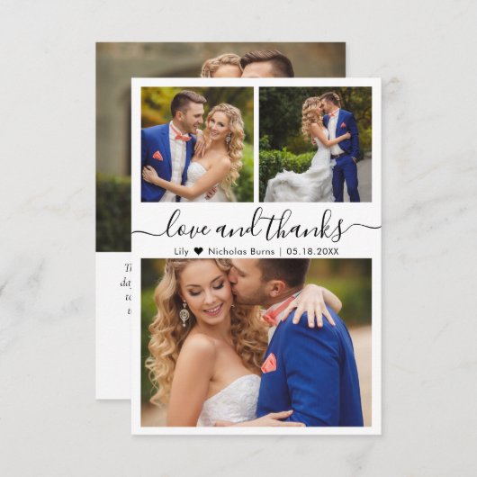 Liefde en Bedankt Script Foto Hart Bruiloft (Voorkant / Achterkant)