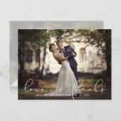 Liefde en Bedankt Script Twee foto bruiloft Briefkaart (Voorkant / Achterkant)