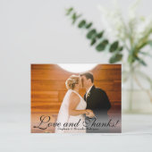 Liefde en Bedankt Sheer Wedding Photo Dank u kaart (Staand voorkant)