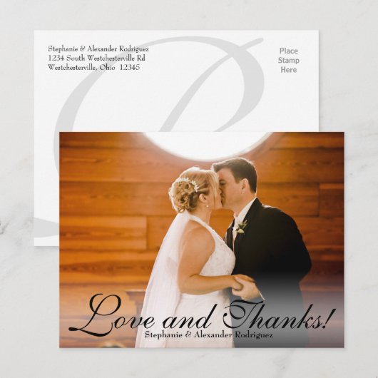 Liefde en Bedankt Sheer Wedding Photo Dank u kaart (Voorkant / Achterkant)