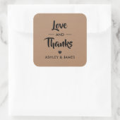 Liefde en Bedankt sticker, weddenschap, Label, Kra Vierkante Sticker (Tas)