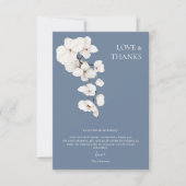 Liefde en Bedankt Stoffig Blauw Wit Orchideeën Bru (Voorkant)