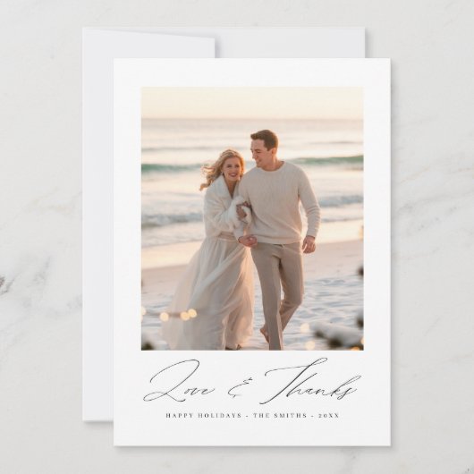 Liefde en Bedankt Strand Foto Kerst Dubbelzijdig (Voorkant)
