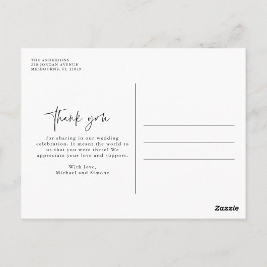 Liefde en Bedankt Strandbruiloft Bedankt Briefkaar Briefkaart (Achterkant)