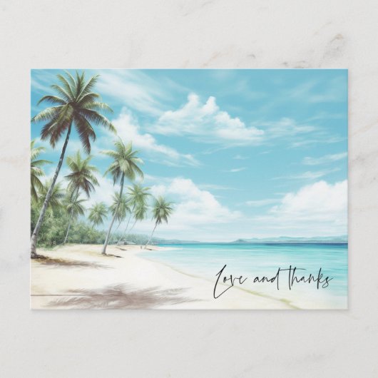 Liefde en Bedankt Strandbruiloft Bedankt Briefkaar Briefkaart (Voorkant)