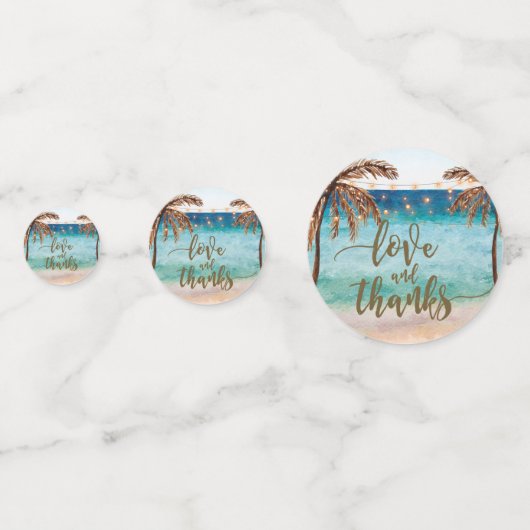 Liefde en bedankt strandtafel confetti feest (Voorkanten)