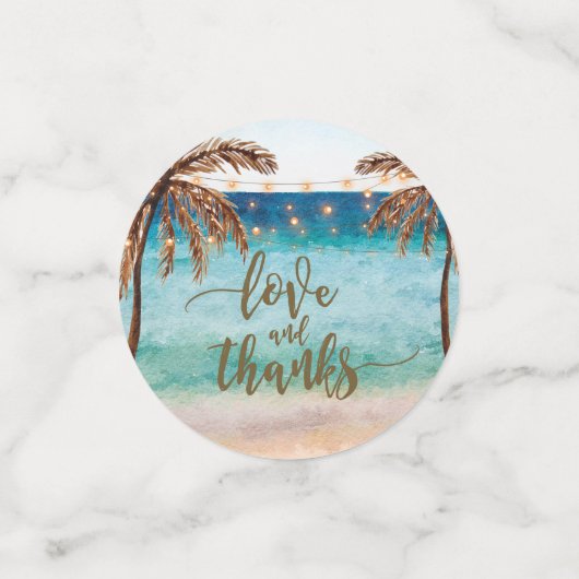 Liefde en bedankt strandtafel confetti feest (Kleine voorkant)