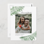 Liefde en bedankt. Tropische bladeren bruiloft dan Briefkaart (Voorkant / Achterkant)