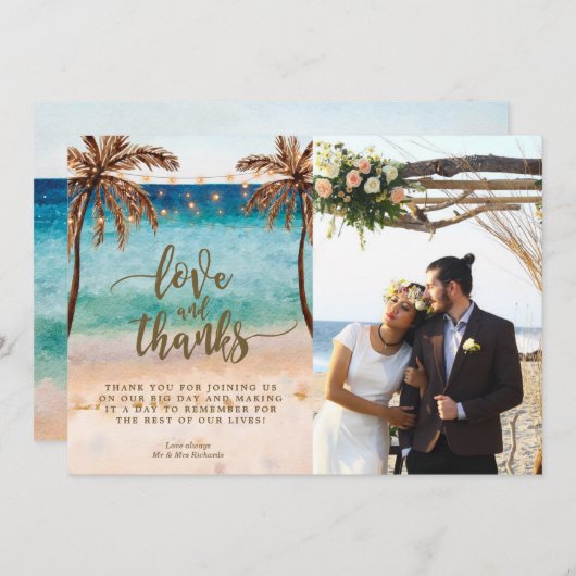 liefde en bedankt tropische het strand van de (Voorkant / Achterkant)