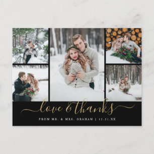 Liefde en Bedankt Trouwfotocollage Briefkaart