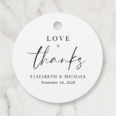 Liefde en Bedankt Trouwreceptie Bedankjes Labels (Voorkant)