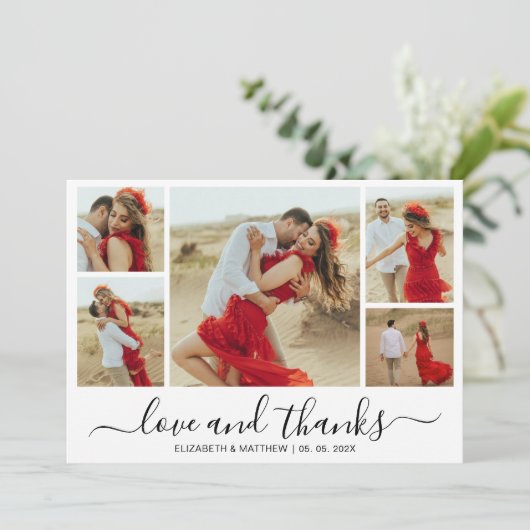 Liefde en Bedankt Typografie 5 Foto Collage (Staand voorkant)