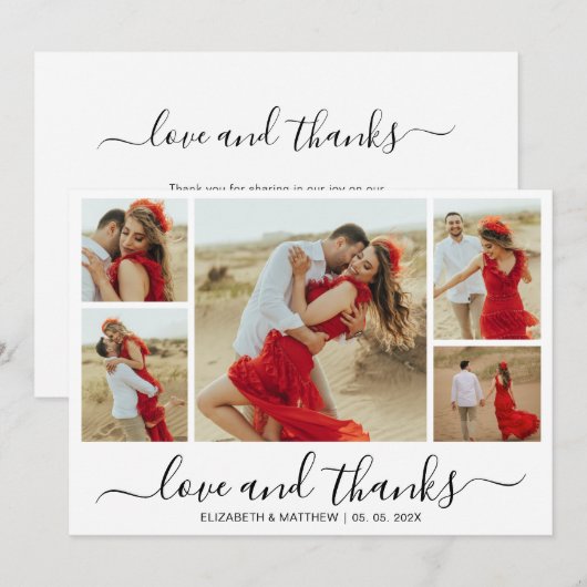 Liefde en Bedankt Typografie 5 Foto Collage (Voorkant / Achterkant)