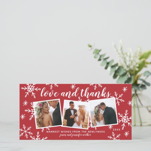 Liefde en Bedankt Vakantie Trouwen Dank U Feestdagenkaart (Staand voorkant)