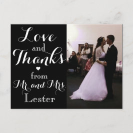 Liefde en Bedankt van M. en Mevr. Wedding Postcard Briefkaart