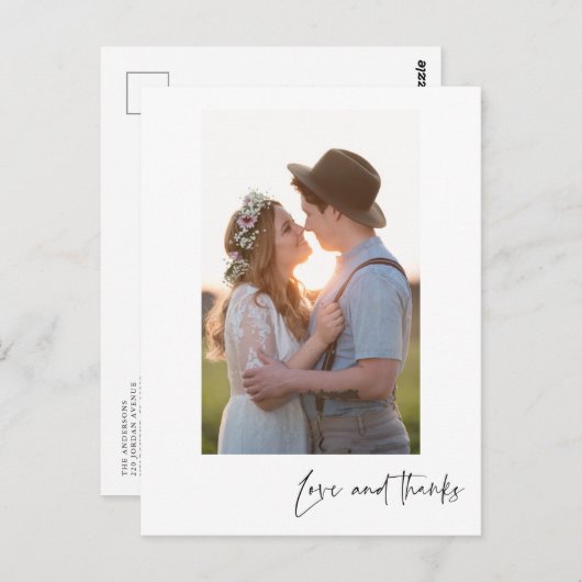 Liefde en Bedankt Verticale Foto Dank U Briefkaart (Voorkant / Achterkant)