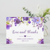 Liefde en Bedankt Violet Paarse Waterverf Bloemen (Staand voorkant)