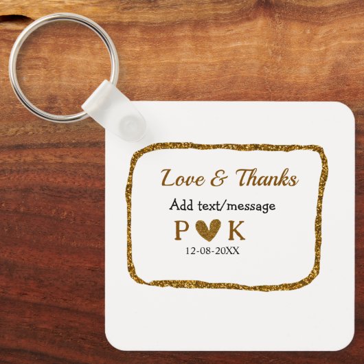 Liefde en bedankt voegen koppelnaam gouden zwarte  sleutelhanger (Voorkant)