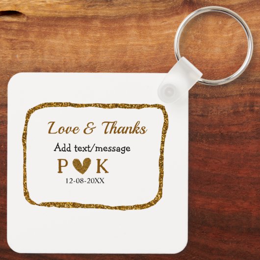 Liefde en bedankt voegen koppelnaam gouden zwarte  sleutelhanger (Achterkant)