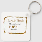 Liefde en bedankt voegen koppelnaam gouden zwarte  sleutelhanger (Achterkant)