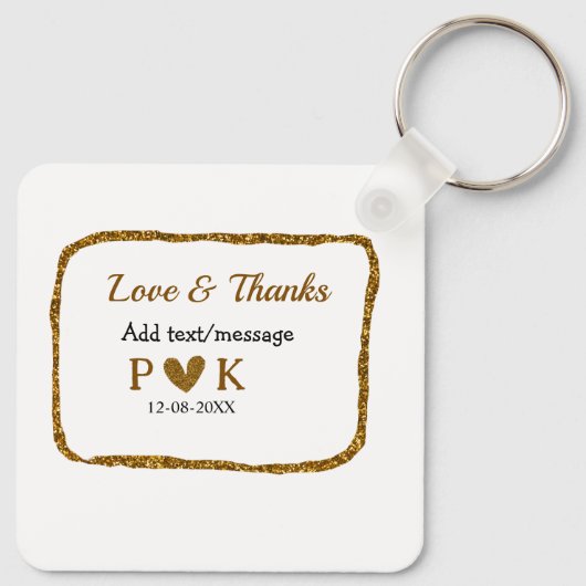 Liefde en bedankt voegen koppelnaam gouden zwarte  sleutelhanger (Achterkant)