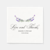 Liefde en bedankt, waterverf paarse lavendel bruil servet (Voorkant)