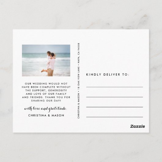 Liefde en Bedankt | Weddenfoto Hartelijk dank Briefkaart (Achterkant)