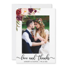 Liefde en Bedankt Weddenschap Foto Burgundy Floral