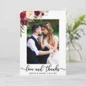 Liefde en Bedankt Weddenschap Foto Burgundy Floral (Staand voorkant)