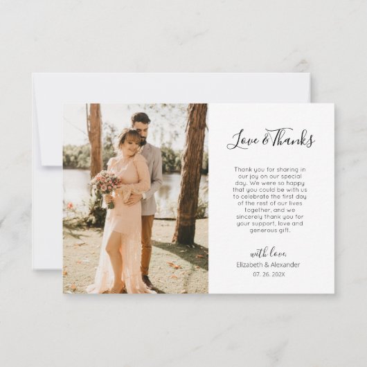 Liefde en Bedankt Weddenschap Foto Hartelijk dank (Achterkant)