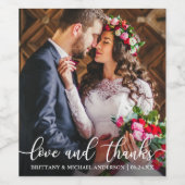 Liefde en Bedankt Weddenschap Foto Wijn Etiket (Enkel label)