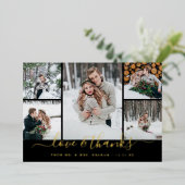 Liefde en Bedankt Wedding Foto Collage Folie Kaart (Staand Voorkant)