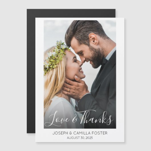 Liefde en Bedankt Whimsy Photo Wedding Magnet (Voorkant / Achterkant)