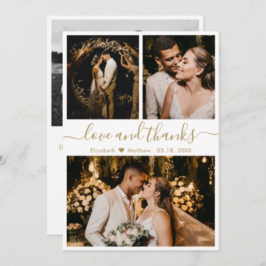 Liefde en Bedankt White Gold Wedding Hartelijk dan (Voorkant / Achterkant)