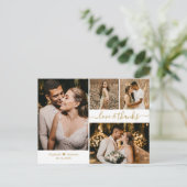 Liefde en Bedankt White Gold Wedding Hartelijk dan Briefkaart (Staand voorkant)