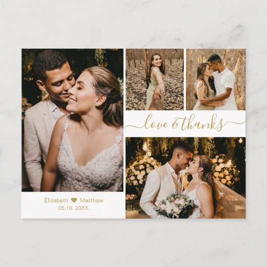 Liefde en Bedankt White Gold Wedding Hartelijk dan Briefkaart (Voorkant)